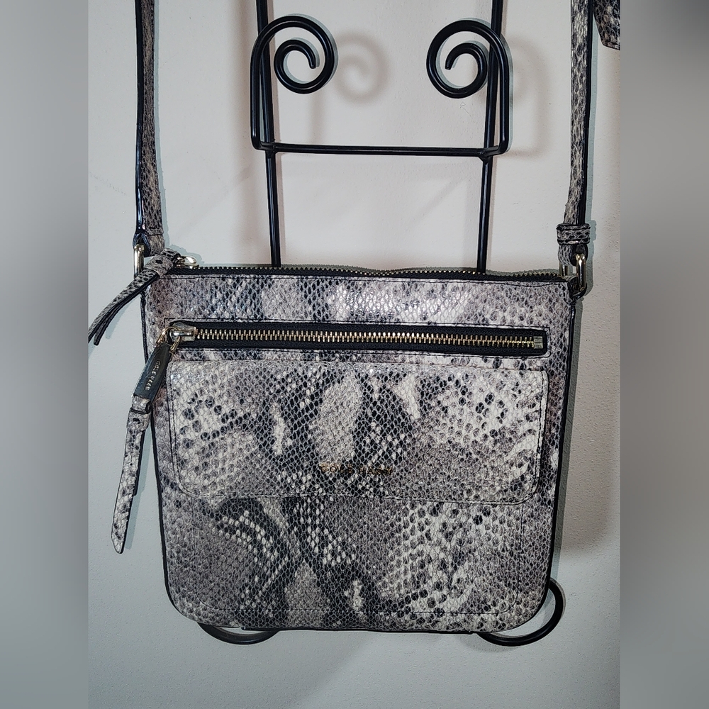Cole Haan Snake Skin Print Leather Crossbody Purse